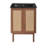 Swiss Madison SM-BV662WNMB Classe 24 in. Brown Oak Bathroom Vanity With Black Ceramic Sink Top
