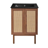 Swiss Madison SM-BV662WNMB Classe 24 in. Brown Oak Bathroom Vanity With Black Ceramic Sink Top