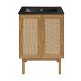 Swiss Madison SM-BV662-3MB Classe 24" Oak Bathroom Vanity With Black, 3-Hole Ceramic Sink Top