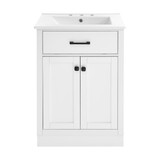 Swiss Madison SM-BV431-3 Burdon 24" Freestanding Bathroom Vanity - White with 3-Hole Centerset Sink Top