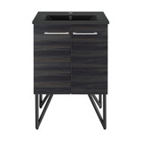 Swiss Madison SM-BV222MB Annecy 24 in. Black Walnut Bathroom Vanity With Black Ceramic Sink Top
