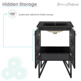 Swiss Madison SM-BV222MB Annecy 24 in. Black Walnut Bathroom Vanity With Black Ceramic Sink Top