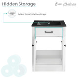 Swiss Madison SM-BV431-3MB Burdon 24" Freestanding Bathroom Vanity - White with Black 3-Hole Centerset Sink Top