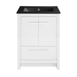 Swiss Madison SM-BV730WMB Virage 24" White Bathroom Vanity With Black Ceramic Sink Top