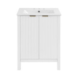 Swiss Madison SM-BV290-3 Bastille 24 in. White Bathroom Vanity With White, 3-Hole Ceramic Sink Top