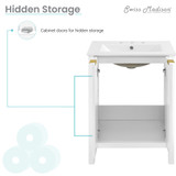 Swiss Madison SM-BV290-3 Bastille 24 in. White Bathroom Vanity With White, 3-Hole Ceramic Sink Top