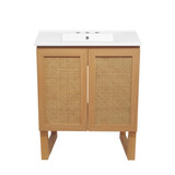 Swiss Madison SM-BV810-3 Arles 30 in. Natural Oak Bathroom Vanity With White, 3-Hole Ceramic Sink Top