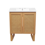 Swiss Madison SM-BV810-3 Arles 30 in. Natural Oak Bathroom Vanity With White, 3-Hole Ceramic Sink Top