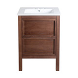 Swiss Madison SM-BV371WN-3 Nadar 24 in. Brown Walnut Bathroom Vanity With White, 3-Hole Ceramic Sink Top