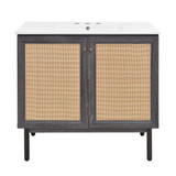 Swiss Madison SM-BV663B-3 Classe 36" Black Oak Bathroom Vanity With White, 3-Hole Ceramic Sink Top