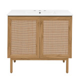 Swiss Madison SM-BV663-3 Classe 36 in. Brown Bathroom Vanity With White, 3-Hole Ceramic Sink Top