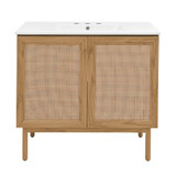 Swiss Madison SM-BV663-3 Classe 36 in. Brown Bathroom Vanity With White, 3-Hole Ceramic Sink Top