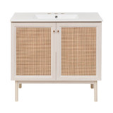 Swiss Madison SM-BV663W-3 Classe 36 in. White Oak Bathroom Vanity With White, 3-Hole Ceramic Sink Top