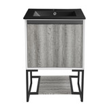 Swiss Madison SM-BV142MB Marseille 24" Gray Oak Bathroom Vanity With Black Ceramic Sink Top