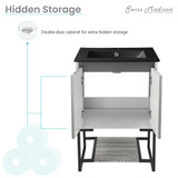 Swiss Madison SM-BV142MB Marseille 24" Gray Oak Bathroom Vanity With Black Ceramic Sink Top