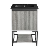 Swiss Madison SM-BV142-3MB Marseille 24 in. Gray Oak Bathroom Vanity With Black, 3-Hole Ceramic Sink Top