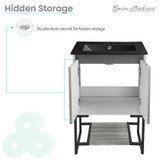 Swiss Madison SM-BV142-3MB Marseille 24 in. Gray Oak Bathroom Vanity With Black, 3-Hole Ceramic Sink Top