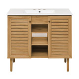 Swiss Madison SM-BV374-3 Bron 36" Freestanding Bathroom Vanity - Golden Oak with 3-Hole Widespread Sink Top
