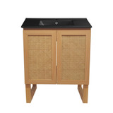 Swiss Madison SM-BV810MB Arles 30 in. Natural Oak Bathroom Vanity With Black Ceramic Sink Top