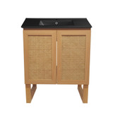 Swiss Madison SM-BV810MB Arles 30 in. Natural Oak Bathroom Vanity With Black Ceramic Sink Top