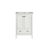 Swiss Madison SM-BV412-3 Cannes 24" White Bathroom Vanity With White, 3-Hole Ceramic Sink Top