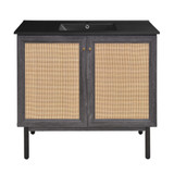 Swiss Madison SM-BV663BMB Classe 36 in. Black Oak Bathroom Vanity With Black Ceramic Sink Top