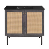 Swiss Madison SM-BV663B-3MB Classe 36" Black Oak Bathroom Vanity With Black, 3-Hole Ceramic Sink Top