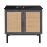 Swiss Madison SM-BV663B-3MB Classe 36" Black Oak Bathroom Vanity With Black, 3-Hole Ceramic Sink Top