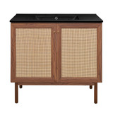 Swiss Madison SM-BV663WNMB Classe 36" Brown Oak Bathroom Vanity With Black Ceramic Sink Top Swiss Madison SM-BV663WNMB Classe 36" Brown Oak Bathroom Vanity With Black Ceramic Sink Top