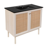 Swiss Madison SM-BV663W-3MB Classe 36" White Oak Bathroom Vanity With Black, 3-Hole Ceramic Sink Top
