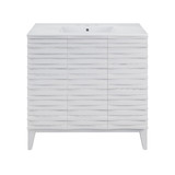 Swiss Madison SM-BV471W-3 Cascade 36 in. White Oak Bathroom Vanity With White, 3-Hole Ceramic Sink Top