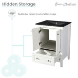 Swiss Madison SM-BV412MB Cannes 24 in. White Bathroom Vanity With Black Ceramic Sink Top