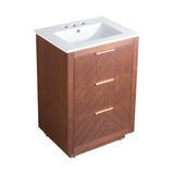 Swiss Madison SM-BV372WN-3 Daxton 24" Brown Walnut Bathroom Vanity With White, 3-Hole Ceramic Sink Top Swiss Madison SM-BV372WN-3 Daxton 24" Brown Walnut Bathroom Vanity With White, 3-Hole Ceramic Sink Top