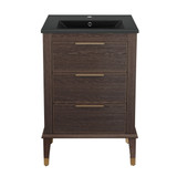 Swiss Madison SM-BV390MB Hugo 24" Brown Oak Bathroom Vanity With Black Ceramic Sink Top