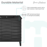 Swiss Madison SM-BV471BMB Cascade 36 in. Black Oak Bathroom Vanity With Black Ceramic Sink Top