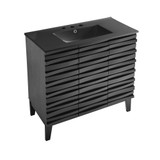 Swiss Madison SM-BV471B-3MB Cascade 36" Black Oak Bathroom Vanity With Black, 3-Hole Ceramic Sink Top