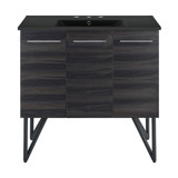 Swiss Madison SM-BV223-3MB Annecy 36 in. Black Walnut Bathroom Vanity With Black, 3-Hole Ceramic Sink Top