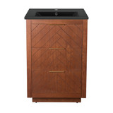 Swiss Madison SM-BV372WNMB Daxton 24 in. Brown Walnut Bathroom Vanity With Black Ceramic Sink Top
