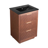 Swiss Madison SM-BV372WNMB Daxton 24" Brown Walnut Bathroom Vanity With Black Ceramic Sink Top Swiss Madison SM-BV372WNMB Daxton 24" Brown Walnut Bathroom Vanity With Black Ceramic Sink Top