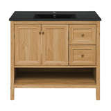 Swiss Madison SM-BV241MB Château 36" Freestanding Bathroom Vanity - Golden Oak with Black Sink Top