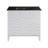 Swiss Madison SM-BV471W-3MB Cascade 36 in. White Oak Bathroom Vanity With Black, 3-Hole Ceramic Sink Top