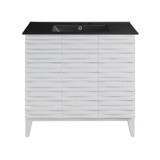 Swiss Madison SM-BV471W-3MB Cascade 36 in. White Oak Bathroom Vanity With Black, 3-Hole Ceramic Sink Top
