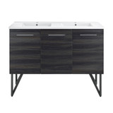 Swiss Madison SM-BV224D Annecy 48" Black Walnut, Double Sink Bathroom Vanity With White Ceramic Sink Top