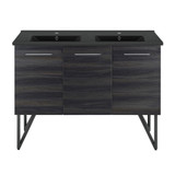 Swiss Madison SM-BV224DMB Annecy 48" Black Walnut, Double Sink Bathroom Vanity With Black Ceramic Sink Top