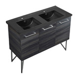 Swiss Madison SM-BV224DMB Annecy 48" Black Walnut, Double Sink Bathroom Vanity With Black Ceramic Sink Top