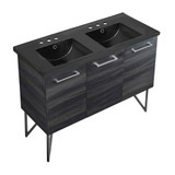 Swiss Madison SM-BV224D-3MB Annecy 48" Black Walnut, Double Sink Bathroom Vanity With Black, 3-Hole Ceramic Sink Top