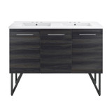 Swiss Madison SM-BV224D-3 Annecy 48" Black Walnut, Double Sink Bathroom Vanity With White, 3-Hole Ceramic Sink Top