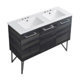 Swiss Madison SM-BV224D-3 Annecy 48" Black Walnut, Double Sink Bathroom Vanity With White, 3-Hole Ceramic Sink Top