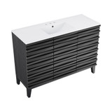 Swiss Madison SM-BV557B-3 Cascade 48" Black Oak Bathroom Vanity With White, 3-Hole Ceramic Sink Top