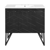Swiss Madison SM-BV261B-3 Annecy 36 in. Phantom Black Bathroom Vanity With White, 3-Hole Ceramic Sink Top